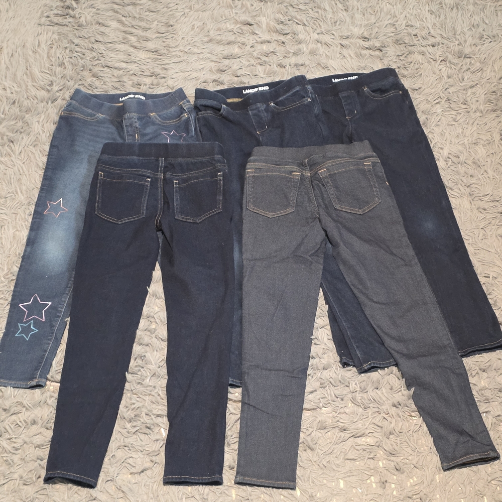 Lands' End Girls Stretch Jeggings Pack in Dark Blue & Gray